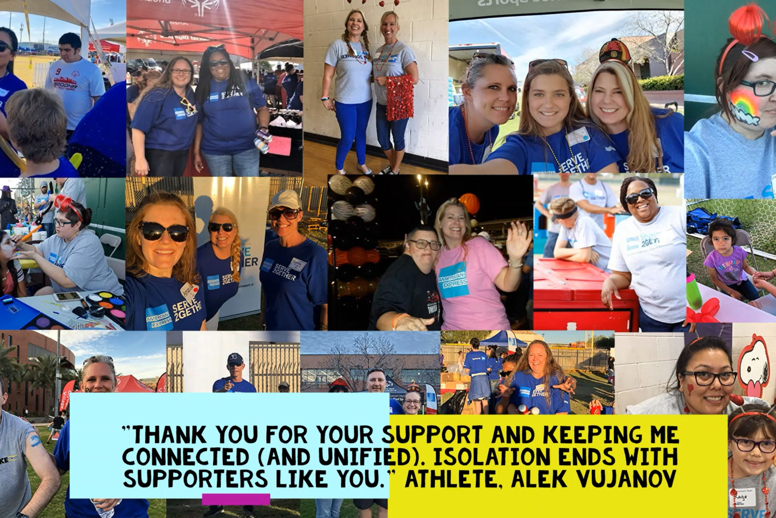 "'Thank you for your support and keeping me connected (and unified). Isolation ends with supporters like you.' Athlete. Alek Vujanov" | Through generous donations, athletes are able to participate in SOAZ programs at no cost | SOAZ Ways To Give